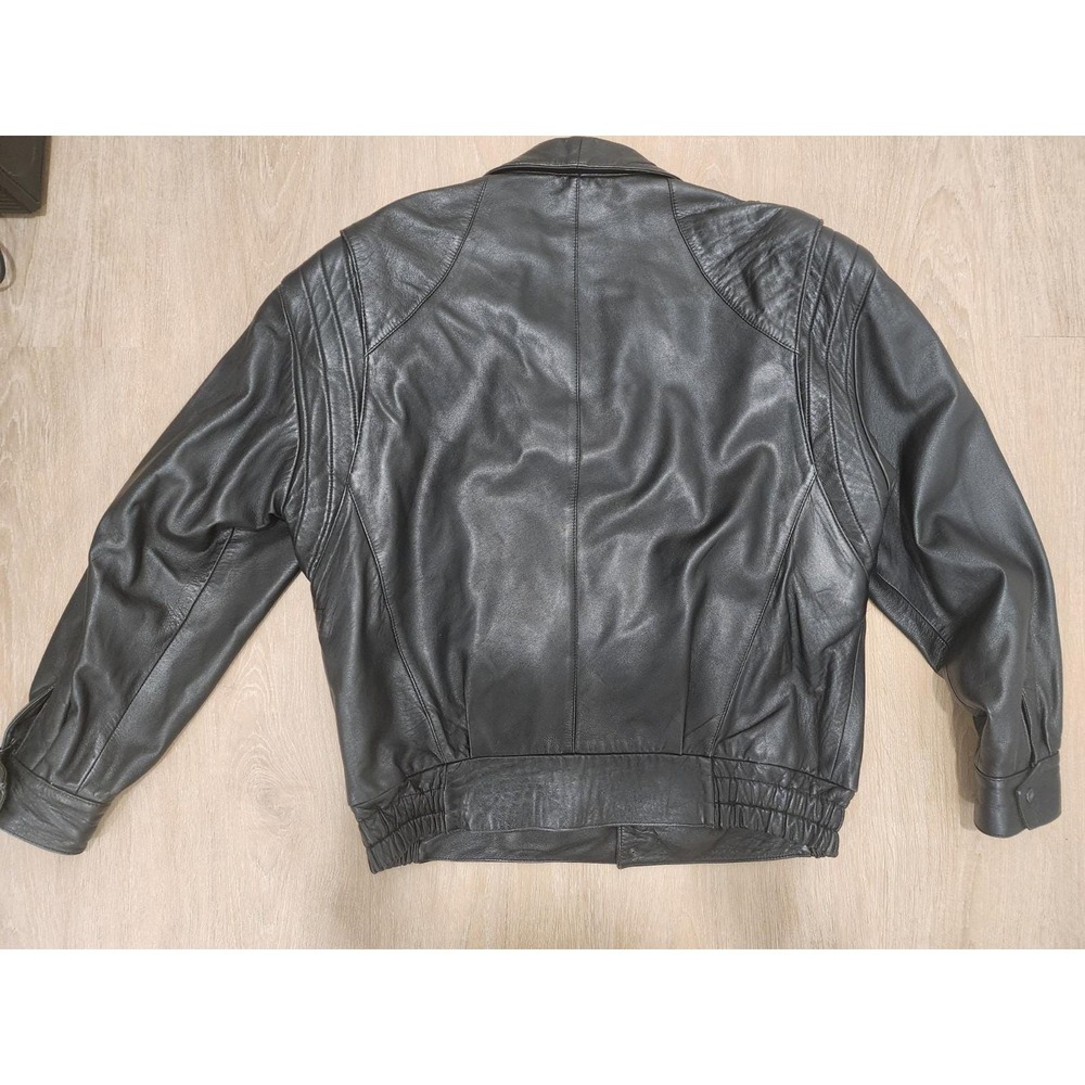 Vintage Gingette Black Soft Leather Jacket Size 50 Made In Israel - Picture 10 of 13
